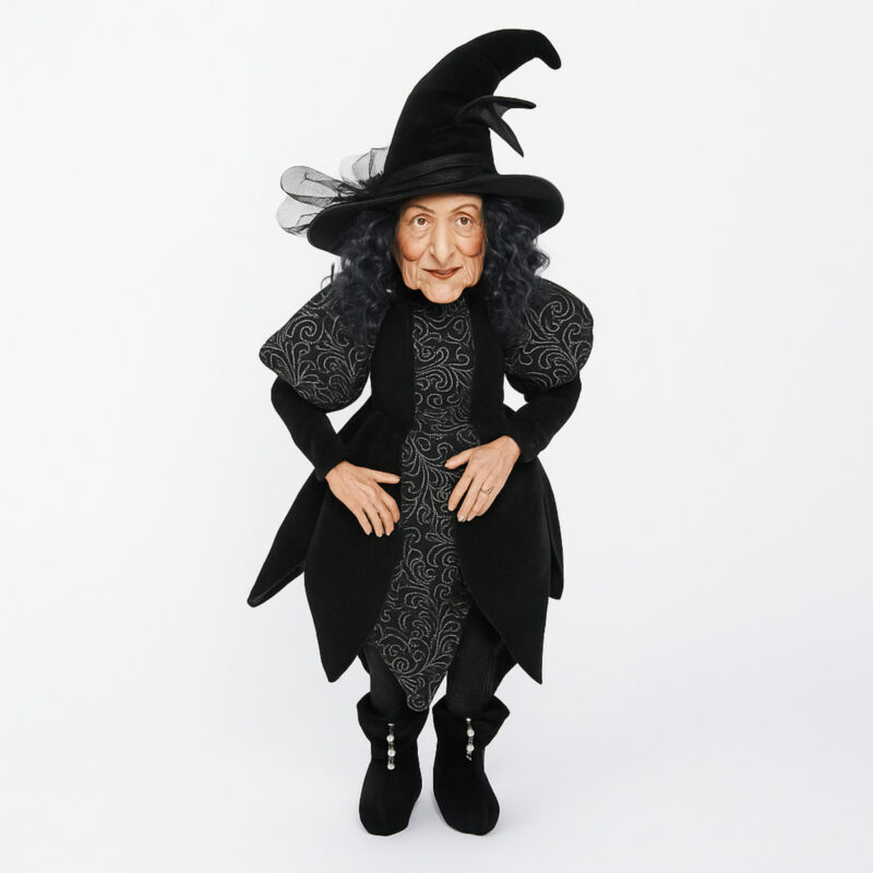 Scary Black Hat Witch Doll