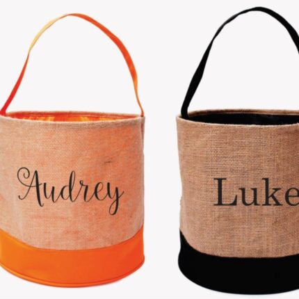 Personalized Burlap Candy Bucket