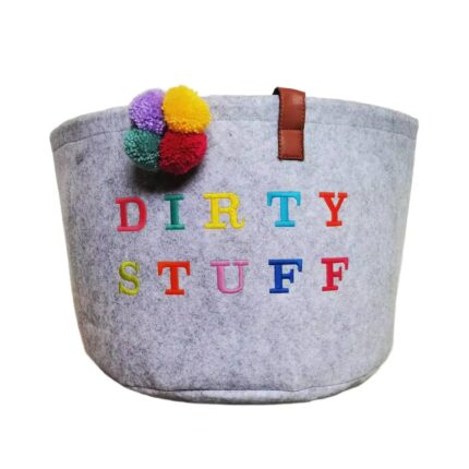 Gray Felt Personalized Storage Basket