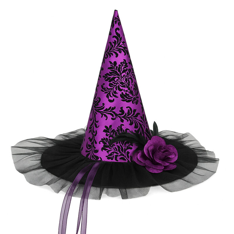 Purple Damask Witch Hat