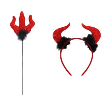 Scary Red Devil Headband Wand