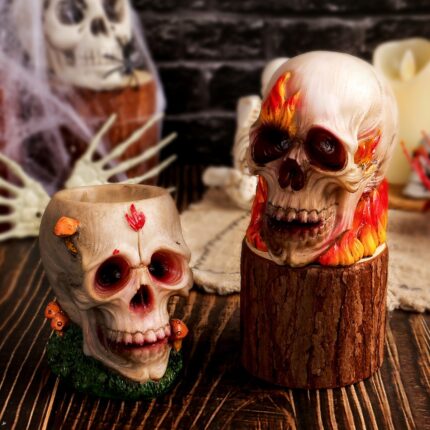 Scary Fire Skull Ornaments Decor