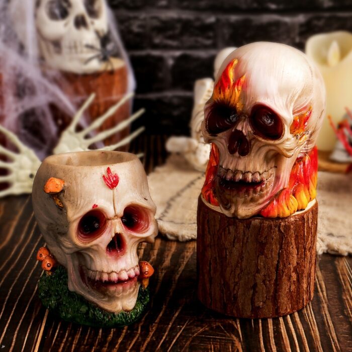 Scary Fire Skull Ornaments Decor