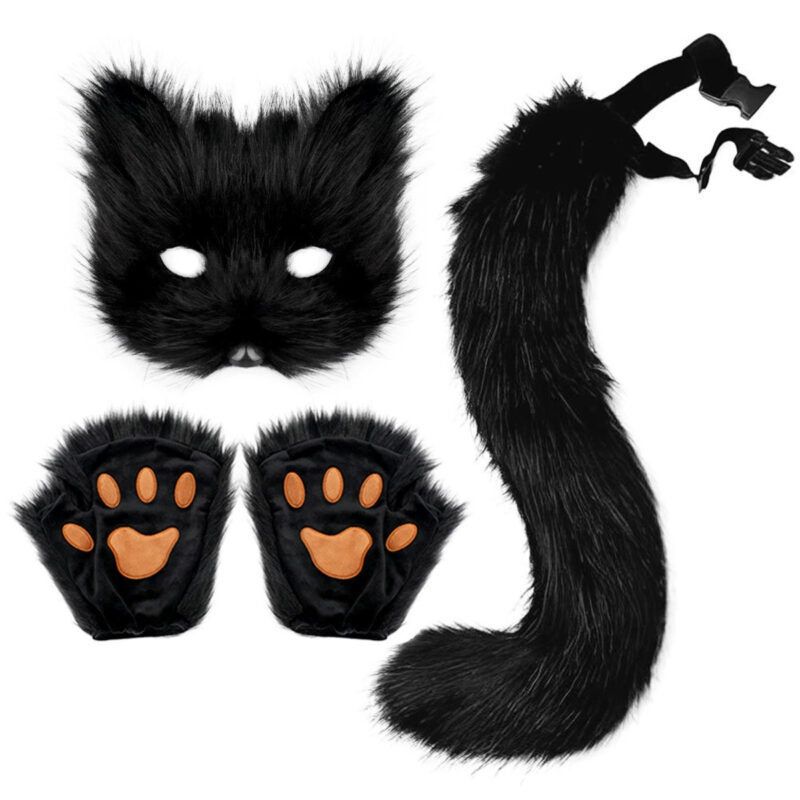 Scary Fox Tail Mask Claws Set