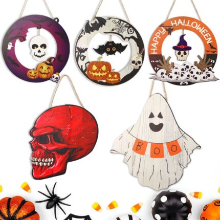 Wooden Hanging Ghost Door Decor