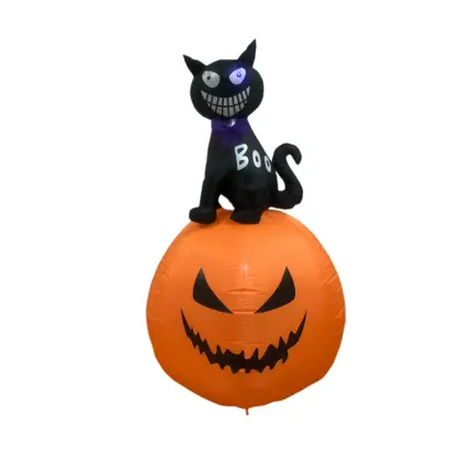 Black Cat with Pumpkin Inflatable