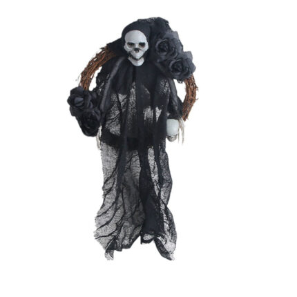 Black Door Hanging Ghost Wreath