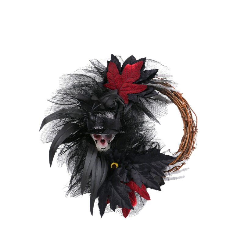 Halloween Hat Skull Wreath Décor