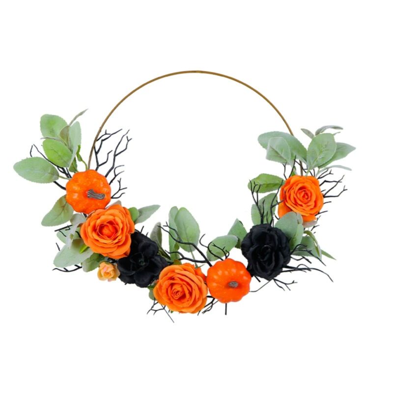 Halloween Pumpkin Rose Wreath