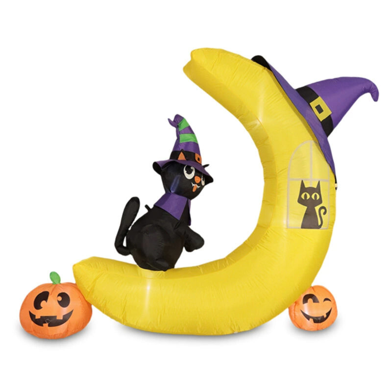 Inflatable Moon Black Cat Prop