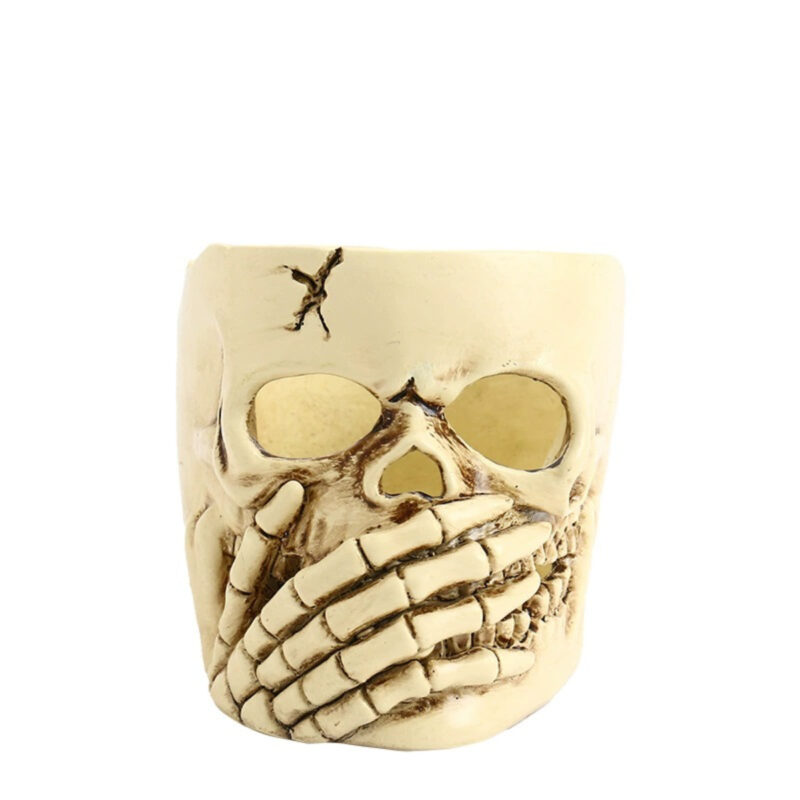Laughing Skull Candlestick Decor
