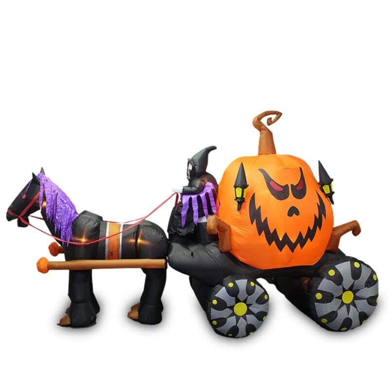 Skeleton Driving Pumpkin Carriage