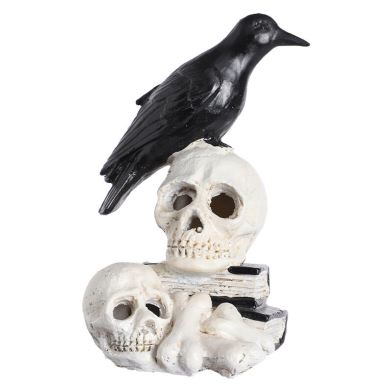 Skull Crow Resin Ornament Decor