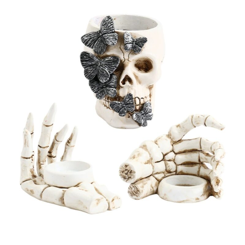 Skull Hand Resin Candlestick