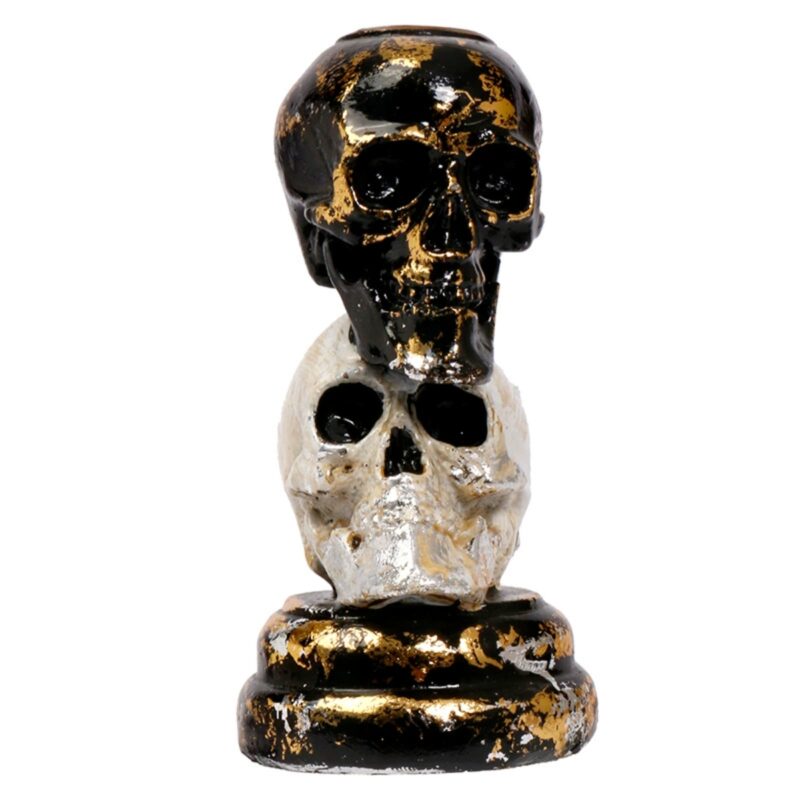 Skull Resin Candlestick Halloween