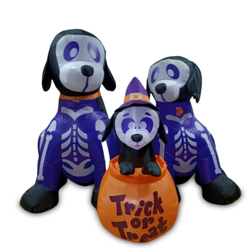Three Skeleton Puppies Inflatable